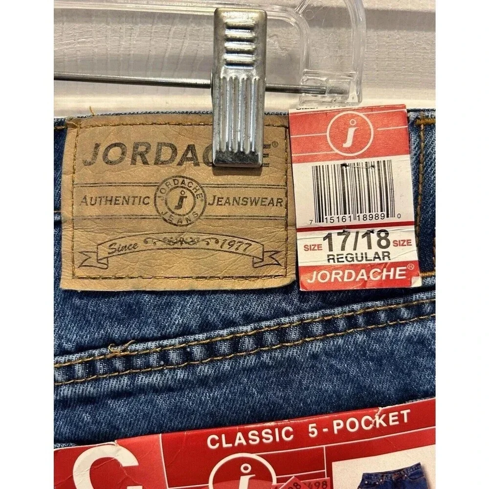 Jordache Womens Vintage High Rise Tapered Leg Jeans Medium Wash Blue‎ Size 17/18